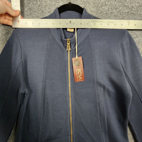 NWT XCVI Blue 13177 Katerin Blanket Hem Long Sleeve Full Zip Jacket SIZE SMALL - Picture 9 of 16